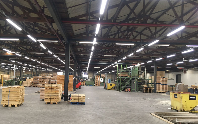 led verlichting palletfabriek